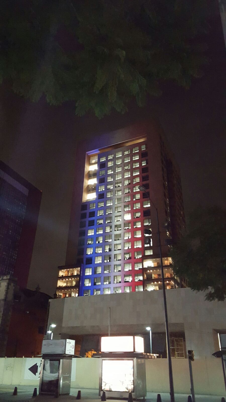 FOTO 3 Edificio de la Canciller a iluminado con los colores de Franciajpg