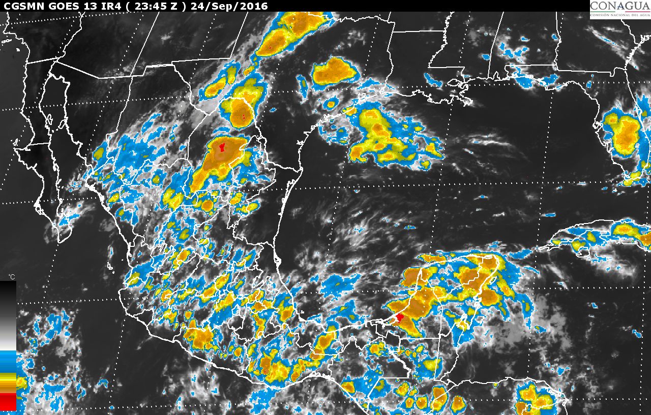 Se pronostican tormentas intensas en zonas de Guerrero, Oaxaca y Chiapas, durante las próximas horas.