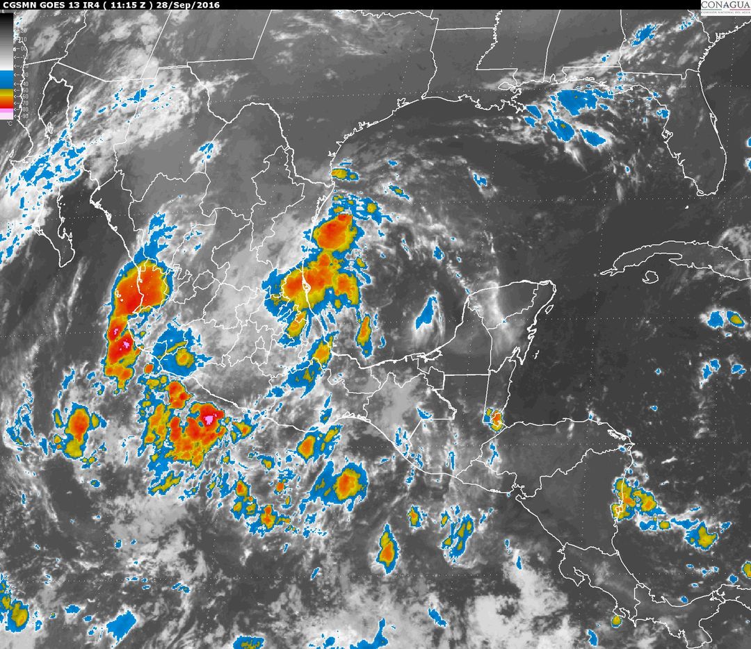 En San Luis Potosí, Hidalgo, Puebla, Oaxaca y Veracruz, se prevén tormentas muy fuertes.