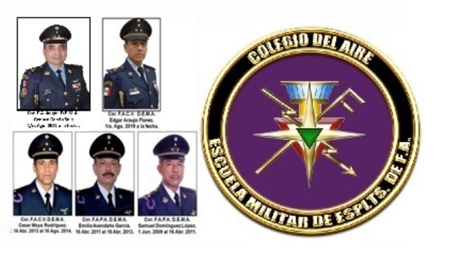 Directores y heráldica de la Escuela Militar de Especialistas de Fuerza Aérea.