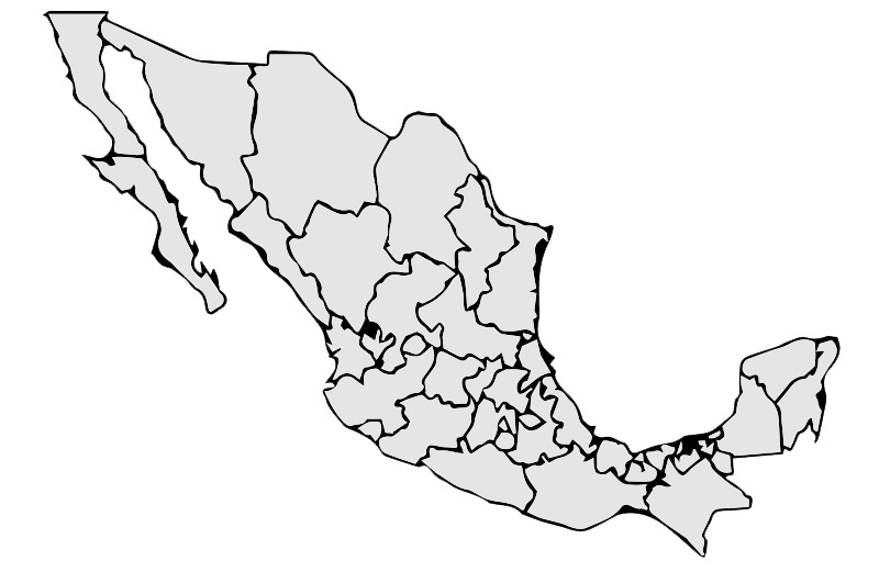 Se muestra dibujo representativo de la República Mexicana