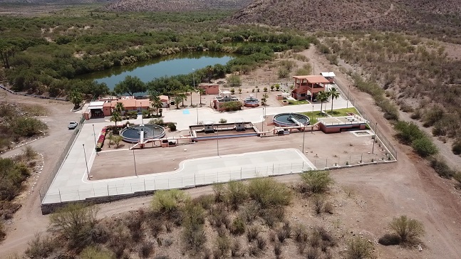 foto panorámica de la Planta de Tratamiento de Aguas Residuales Loreto, Baja California Sur.