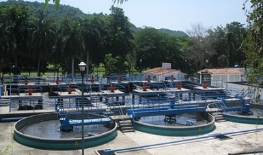 foto panorámica de la Planta de Tratamiento de Aguas Residuales Tangolunda, en Huatulco Oaxaca.