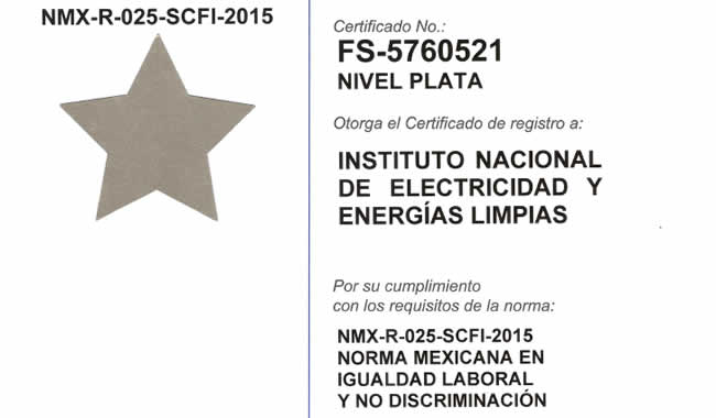 Certificado nivel plata Norma Mexicana de Igualdad y No Discriminación