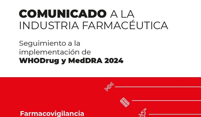 Comunicado a la Industria Farmacéutica con motivo del seguimiento a la implementación de WHODrug y MedDRA 2024