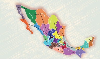 Mapa de México mostrando algunos ejemplos de los flujos migratorios que se pueden presentar en la migración interna.
