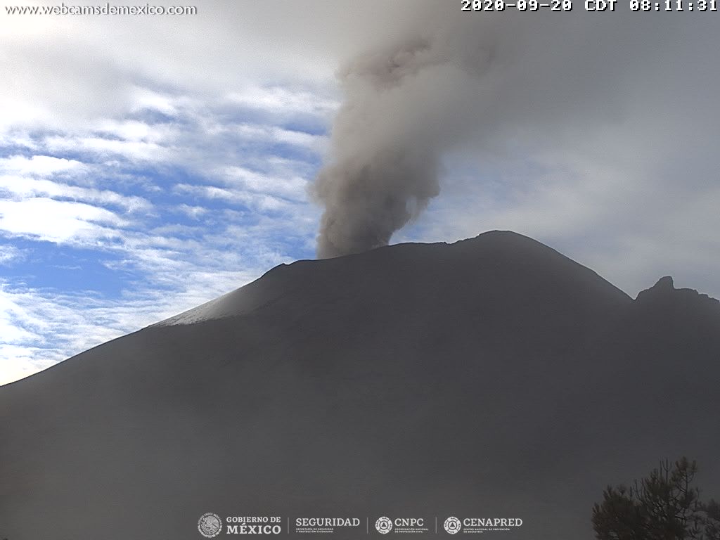 En las últimas 24 horas, mediante el sistema de monitoreo del volcán Popocatépetl se identificaron 66 exhalaciones y 594 minutos de tremor, por cuestiones meteorológicas en la zona no se pudo estimar la altura de las emisiones.
