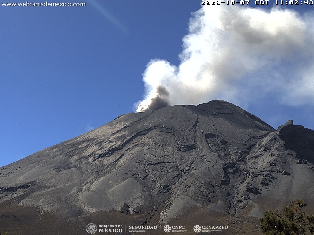 En las últimas 24 horas, mediante el sistema de monitoreo del volcán Popocatépetl se identificaron 104 exhalaciones  y 383 minutos de tremor, acompañados de gases volcánicos y en ocasiones de ceniza. 