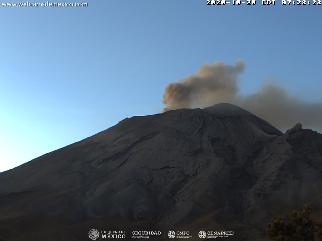 En las últimas 24 horas, mediante el sistema de monitoreo del volcán Popocatépetl se identificaron 132 exhalaciones acompañados por emisiones de gases volcánicos y en ocasiones ligeras cantidades de ceniza, 560 minutos de tremor y un VT.