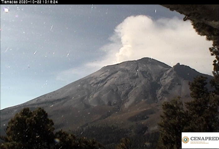 En las últimas 24 horas, mediante el sistema de monitoreo del volcán Popocatépetl se identificaron 267 exhalaciones acompañados por emisiones de gases volcánicos y en ocasiones ligeras cantidades de ceniza.