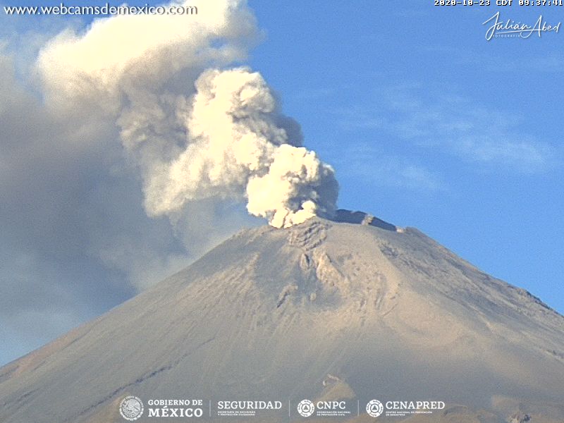 En las últimas 24 horas, mediante los sistemas de monitoreo del volcán Popocatépetl se identificaron 283 exhalaciones acompañadas de vapor de agua, gases volcánicos y ligeras cantidades de ceniza.