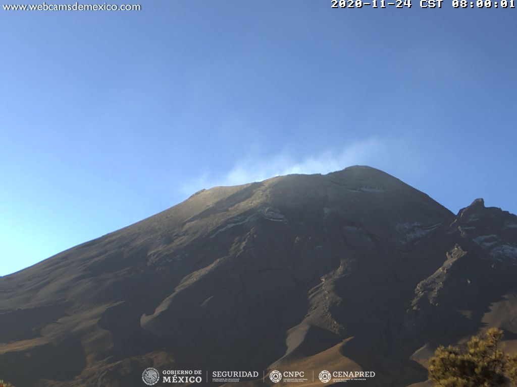 En las últimas 24 horas, mediante los sistemas de monitoreo del volcán Popocatépetl se identificaron 236 exhalaciones y 10 minutos de tremor.