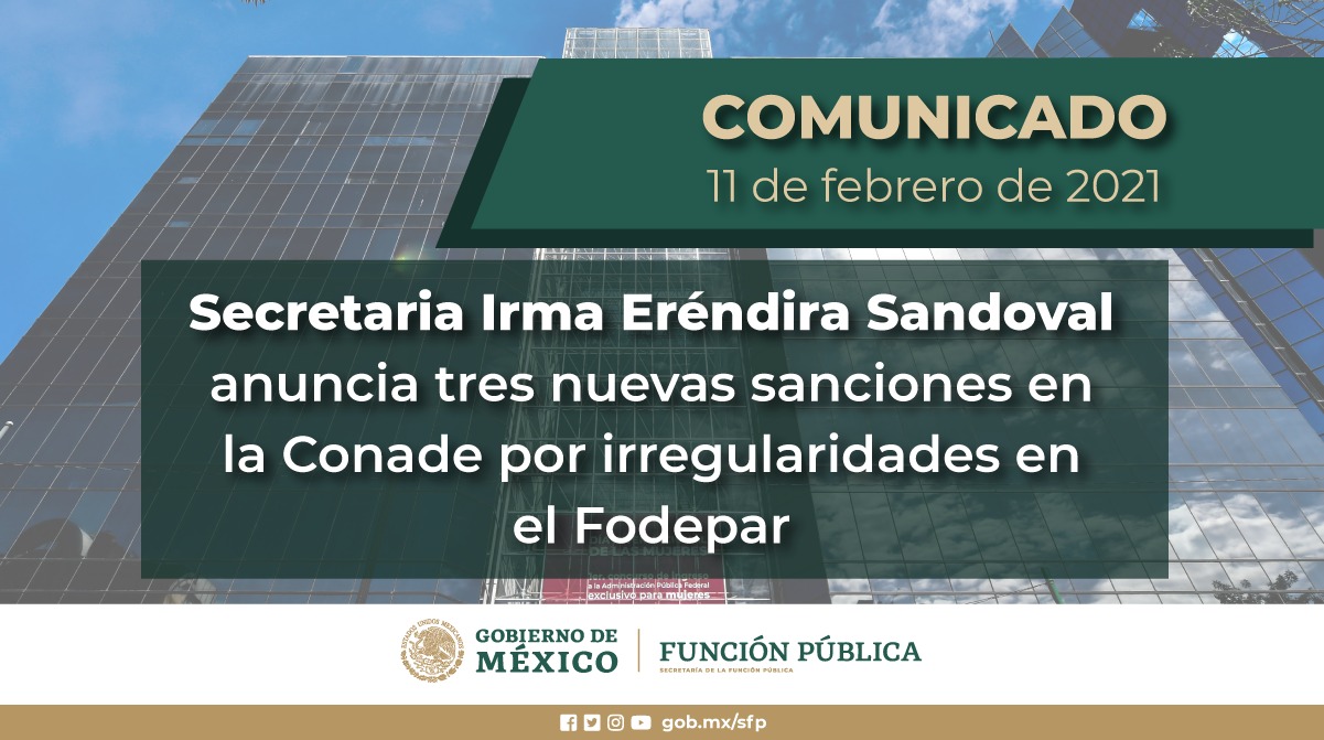 Secretaria Irma Eréndira Sandoval anuncia tres nuevas sanciones en la Conade por irregularidades en el Fodepar