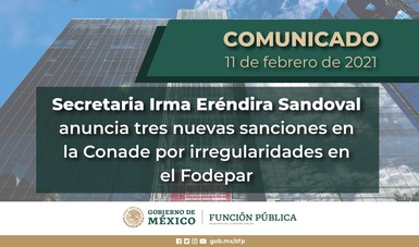 Secretaria Irma Eréndira Sandoval anuncia tres nuevas sanciones en la Conade por irregularidades en el Fodepar