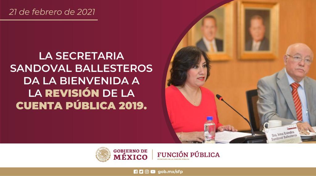 ​​​​​​​La secretaria Sandoval Ballesteros da la bienvenida a la revisión de la Cuenta Pública 2019