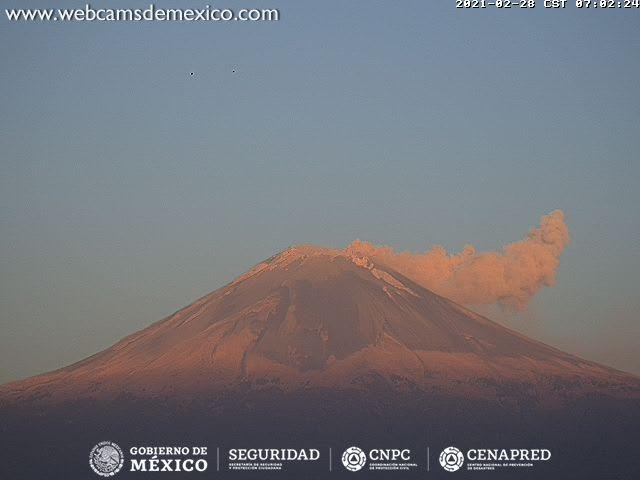 En las últimas 24 horas, mediante los sistemas de monitoreo del volcán Popocatépetl se identificaron 114 exhalaciones y 975 minutos de tremor, acompañados por emisiones de vapor de agua, gases volcánicos y ligeras cantidades de ceniza.