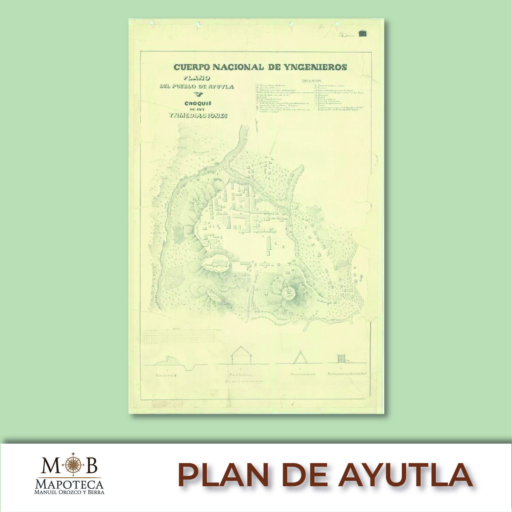 Para recordar un año más de la promulgación del Plan de Ayutla, la Mapoteca Manuel Orozco y Berra presenta esta imagen titulada: “Plano de Ayutla y croquis de sus alrededores”. 