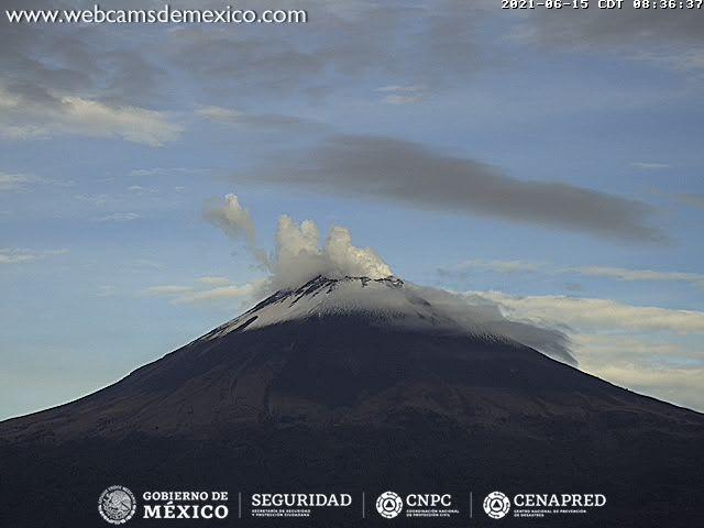 En las últimas 24 horas, mediante los sistemas de monitoreo del volcán Popocatépetl se identificaron 46 exhalaciones y un sismo volcanotectónico. 