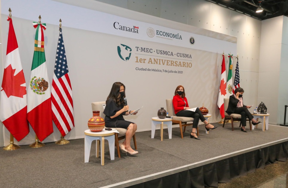 Reunión de ministras de México, Estados Unidos y Canadá en el primer aniversario del T-MEC