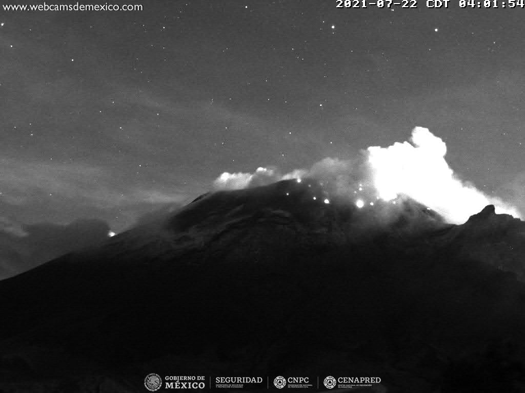 En las últimas 24 horas, mediante los sistemas de monitoreo del volcán Popocatépetl se identificaron 82 exhalaciones.