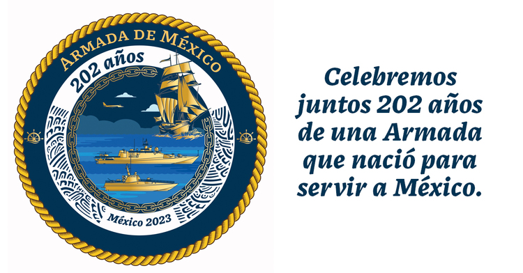 Escudo alusivo a los 200 años de la Armada en forma redonda en color verde  con la imagen del Teniente de Navío José Antonio de Medina Miranda de perfil