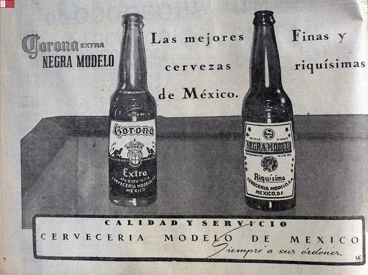 Anuncio de Cervecería Modelo  en los años 20. AGN, Hemeroteca Ignacio Cubas.