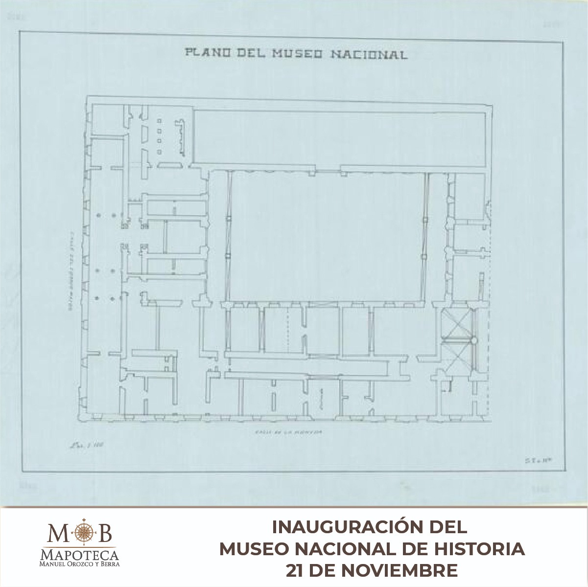 Para conmemorar un año más de la inauguración del observatorio Museo Nacional de Historia, la Mapoteca Manuel Orozco y Berra presenta esta imagen titulada: “Plano del Museo Nacional”.