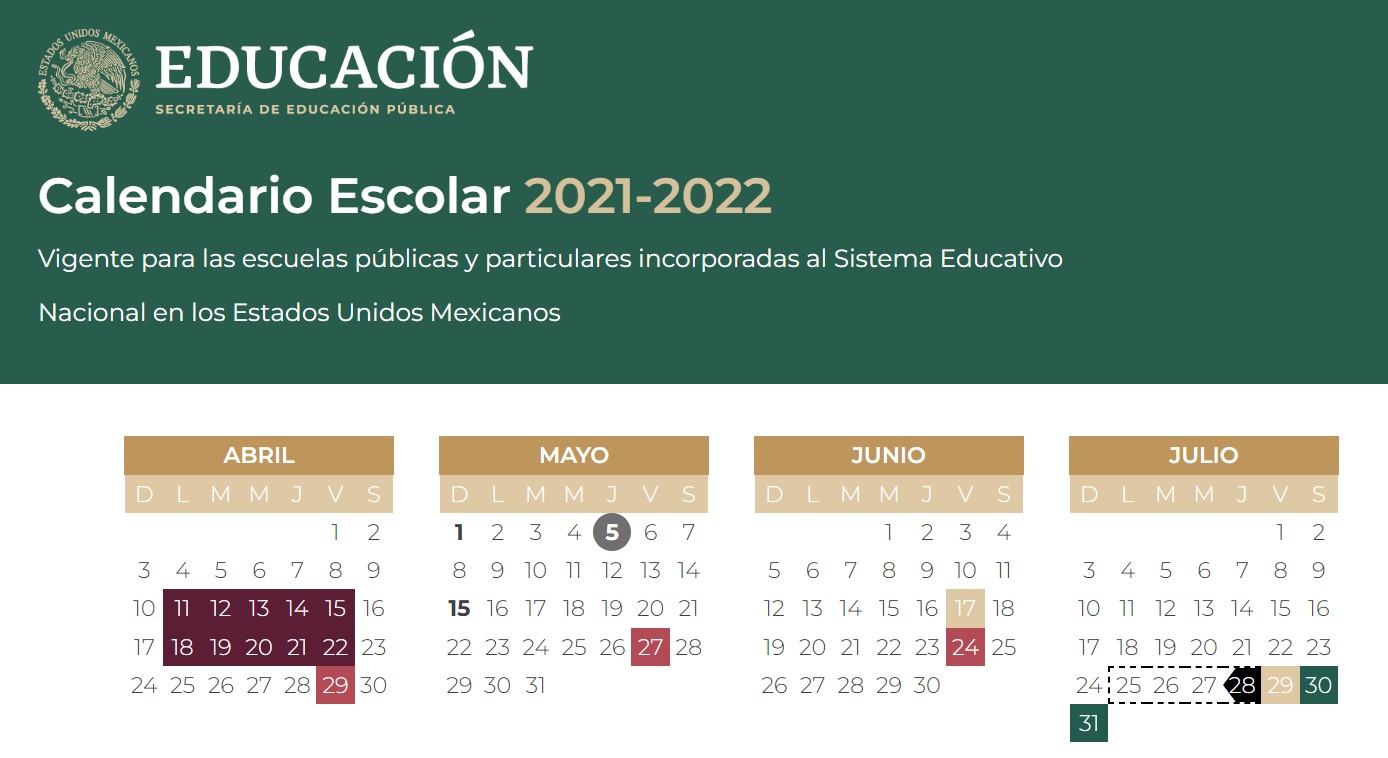De acuerdo al Calendario Escolar 2021-2022, inicia el lunes 11 y concluye el viernes 22 de abril