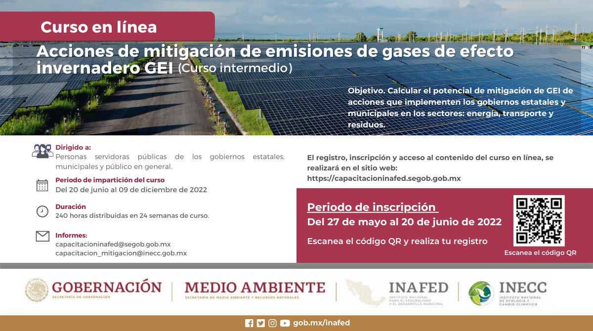 Curso en línea ‘Acciones de mitigación de emisiones de gases de efecto invernadero", nivel intermedio