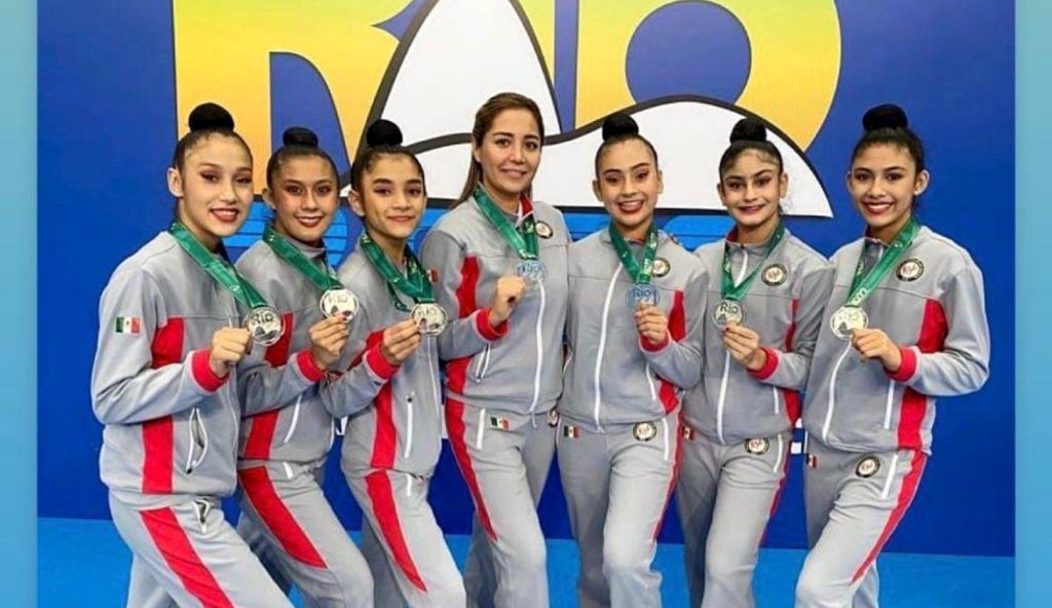 Selección mexicana juvenil de gimnasia rítmica en Brasil. Cortesía
