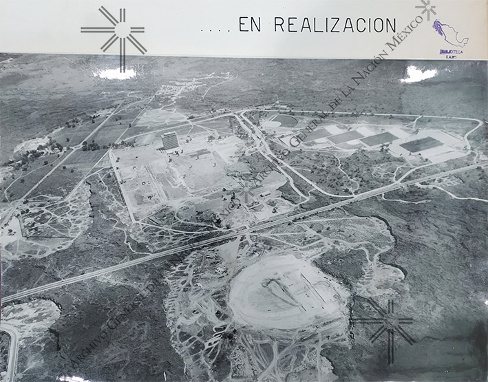 Aerofoto de CU integrada en la lámina 27 (1950).  AGN, Carlos Lazo Barreiro, Sección Segunda, Documentos, caja 02, registro 40.