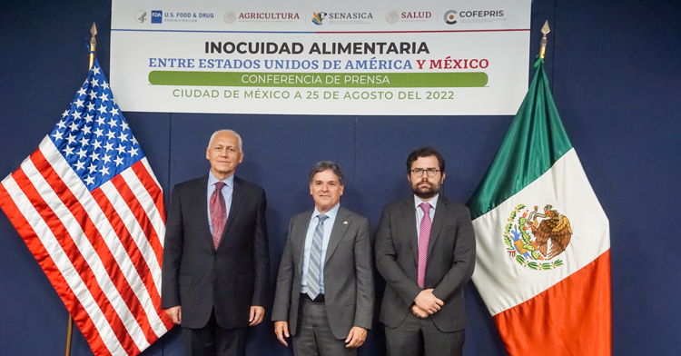 En el marco de la celebración de los 200 años de relaciones diplomáticas entre México y Estados Unidos, funcionarios de Senasica, Cofepris y la FDA llevaron a cabo la reunión anual de la Alianza para la Inocuidad Alimentaria