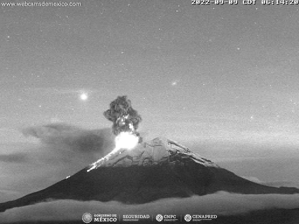 Actividad de las ultimas horas del volcán Popocatépetl.