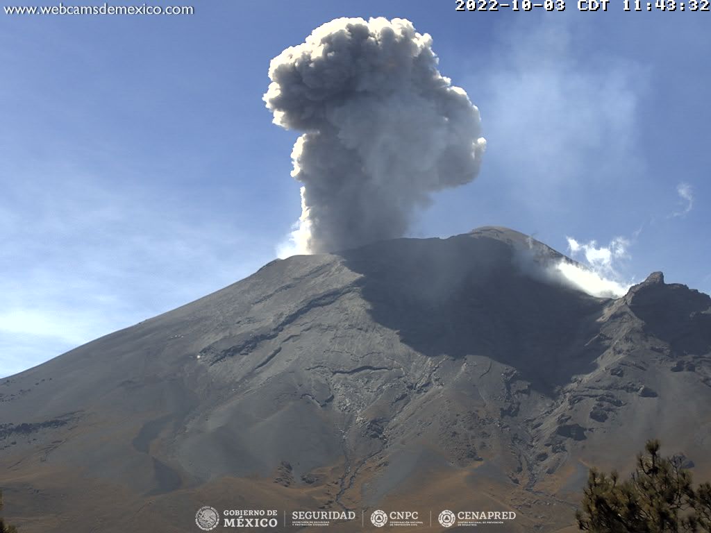 En las últimas 24 horas, mediante los sistemas de monitoreo del volcán Popocatépetl, se detectaron 102 exhalaciones, acompañadas de vapor de agua, gases volcánicos y ligeras cantidades de ceniza.