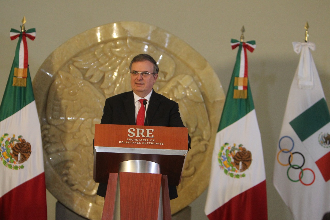 El secretario de Relaciones Exteriores, Marcelo Ebrard, anuncia la postulación de México como sede de los Juegos Olímpicos