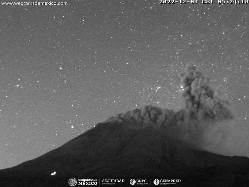 En las últimas 24 horas, mediante los sistemas de monitoreo del volcán Popocatépetl, se detectaron 38 exhalaciones acompañadas de vapor de agua, gases volcánicos y en algunas ocasiones con ceniza.