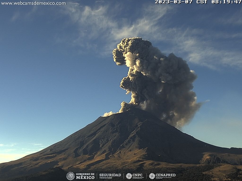 En las últimas 24 horas, mediante los sistemas de monitoreo del volcán Popocatépetl, se detectaron 138 exhalaciones