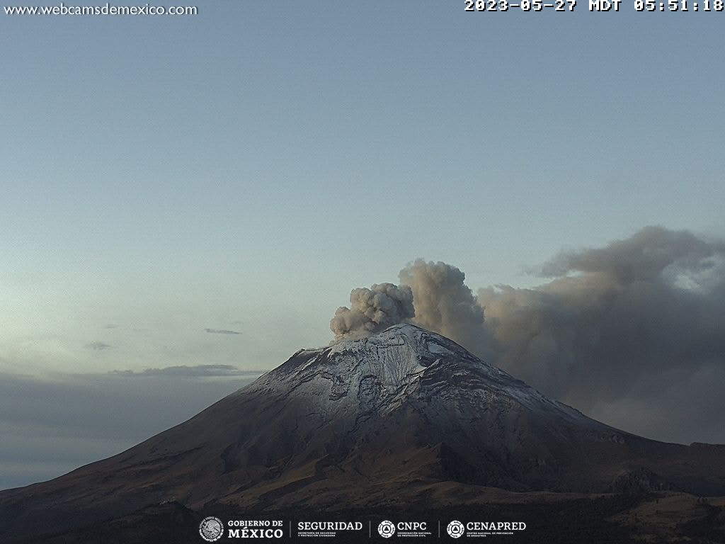En las últimas 24 horas, mediante los sistemas de monitoreo del volcán Popocatépetl, se detectaron 19 exhalaciones y 1411 minutos de tremor.