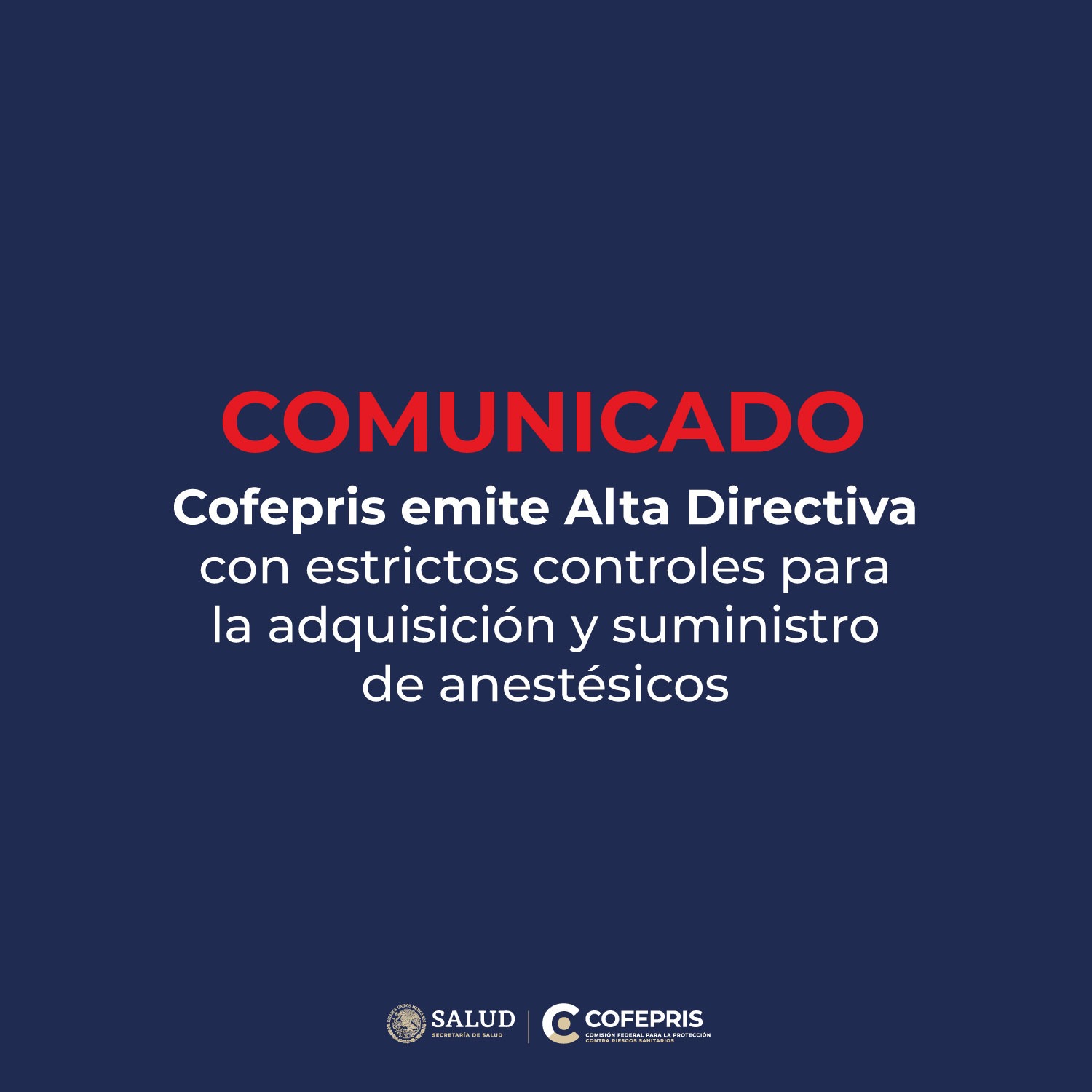 Cofepris y Conamed exhortan a profesionales de la salud a adquirir anestésicos con distribuidores legalmente constituidos.