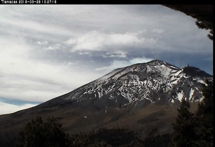 Imagen del Popocatépetl desde la estación Tlamacas.