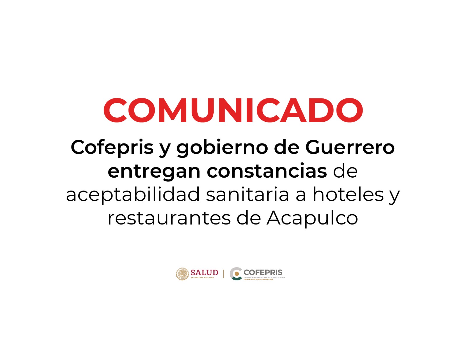 Cofepris y gobierno de Guerrero entregan constancias sanitarias a hoteles y restaurantes de Acapulco 