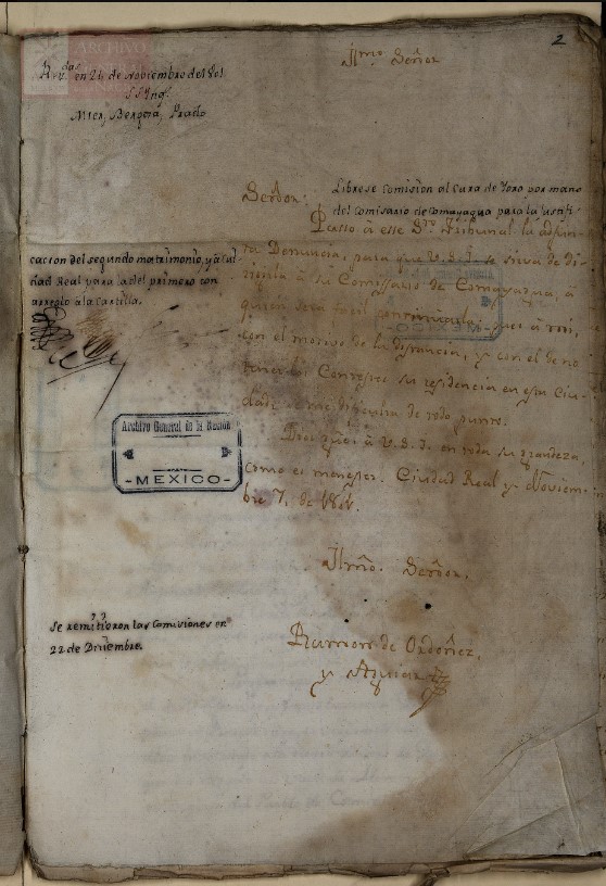 Acusación a Pedro Martyr Gallardo por parte de Manuela Suñiga
Referencia: AGN, Inquisición, caja 1595, exp. 1, f. 2.
