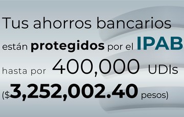 Tus ahorros bancarios están protegidos hasta por 400 mil UDIs al 29 de abril de 2024.