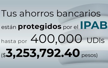 Tus ahorros bancarios están protegidos hasta por 400 mil UDIs al 8 de mayo de 2024.
