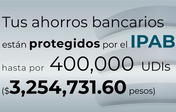 Tus ahorros bancarios están protegidos hasta por 400 mil UDIs al 11 de mayo de 2024.