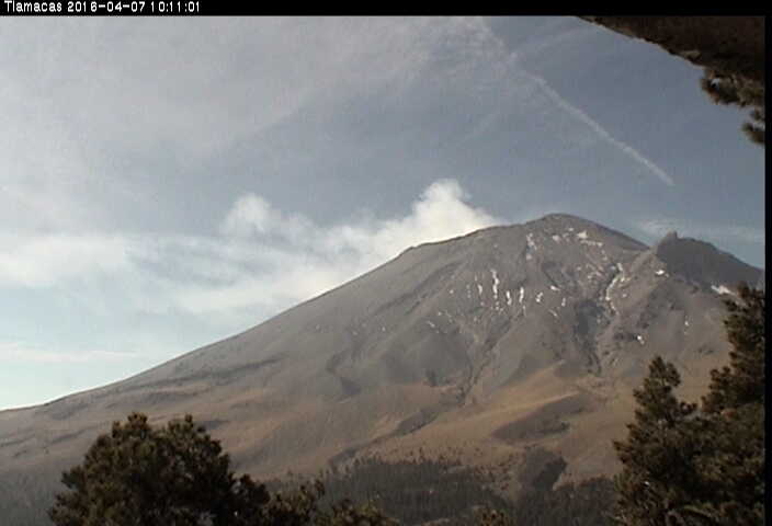 Imagen del Popocatépetl desde la estación Tlamacas.