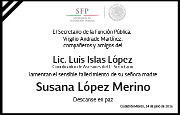 Esquela Sra. Susana López Merino