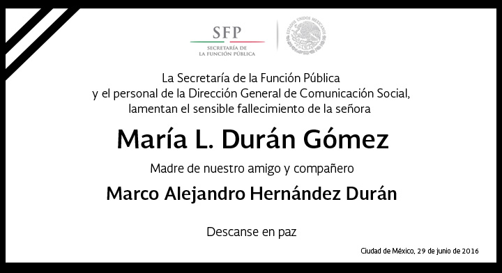 Esquela Señora María L. Durán Gómez