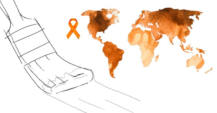 Imagen de un mapa mundi naranja