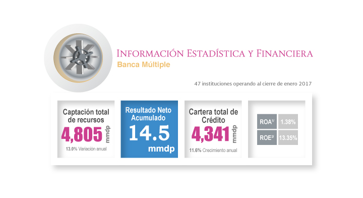 Información estadística del  sector de Banca Múltiple a enero de 2017